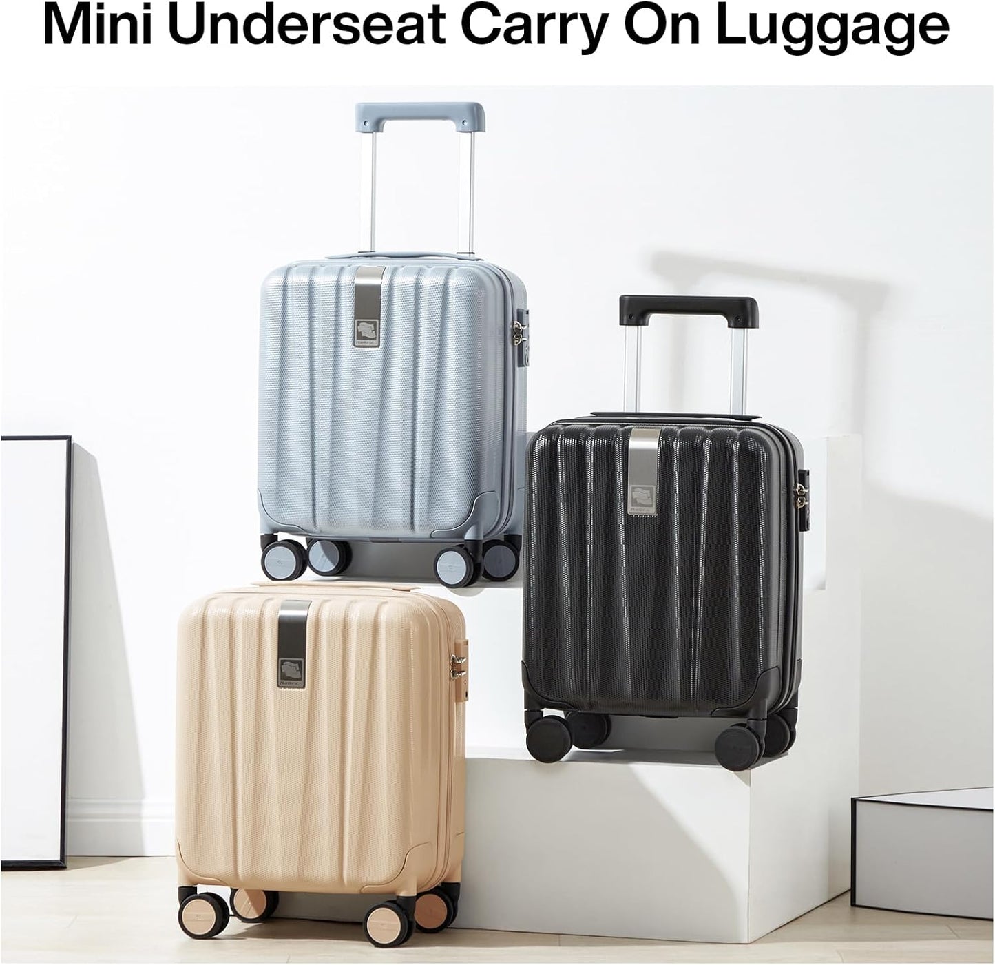 Hanke 14 Inch Underseat Carry On Luggage with Wheels Hard Shell Suitcases Carry On Bag Lightweight Small Mini Suitcase Travel Luggage for Travel Christmas Gifts for Birthday（Cuba Sand）