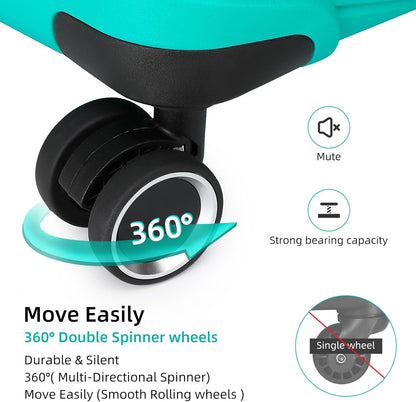 LEAVES KING LARVENDER Luggage Sets 5 Piece, Expandable(Only 24"&28") PP Suitcase with Spinner Wheels, Durable Luggage Sets Clearance Carry On Luggage Suitcase Set For Women Men, Aqua Blue