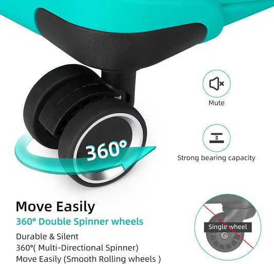 LEAVES KING LARVENDER Luggage Sets 5 Piece, Expandable(Only 24"&28") PP Suitcase with Spinner Wheels, Durable Luggage Sets Clearance Carry On Luggage Suitcase Set For Women Men, Aqua Blue