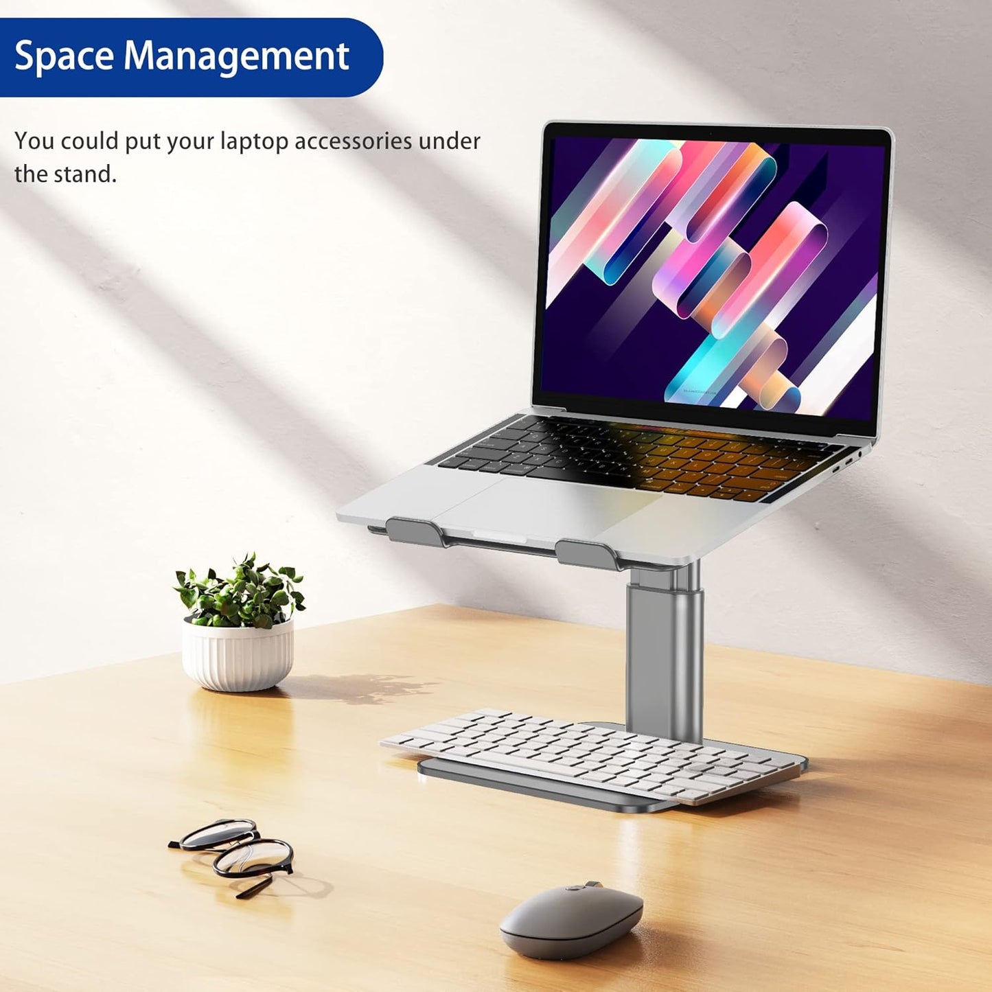 BESIGN LSX6N Laptop Stand, Ergonomic Adjustable Notebook Stand, Riser Holder Computer Stand Compatible with Air, Pro, Dell, HP, Lenovo More 10-15.6" Laptops, Gray