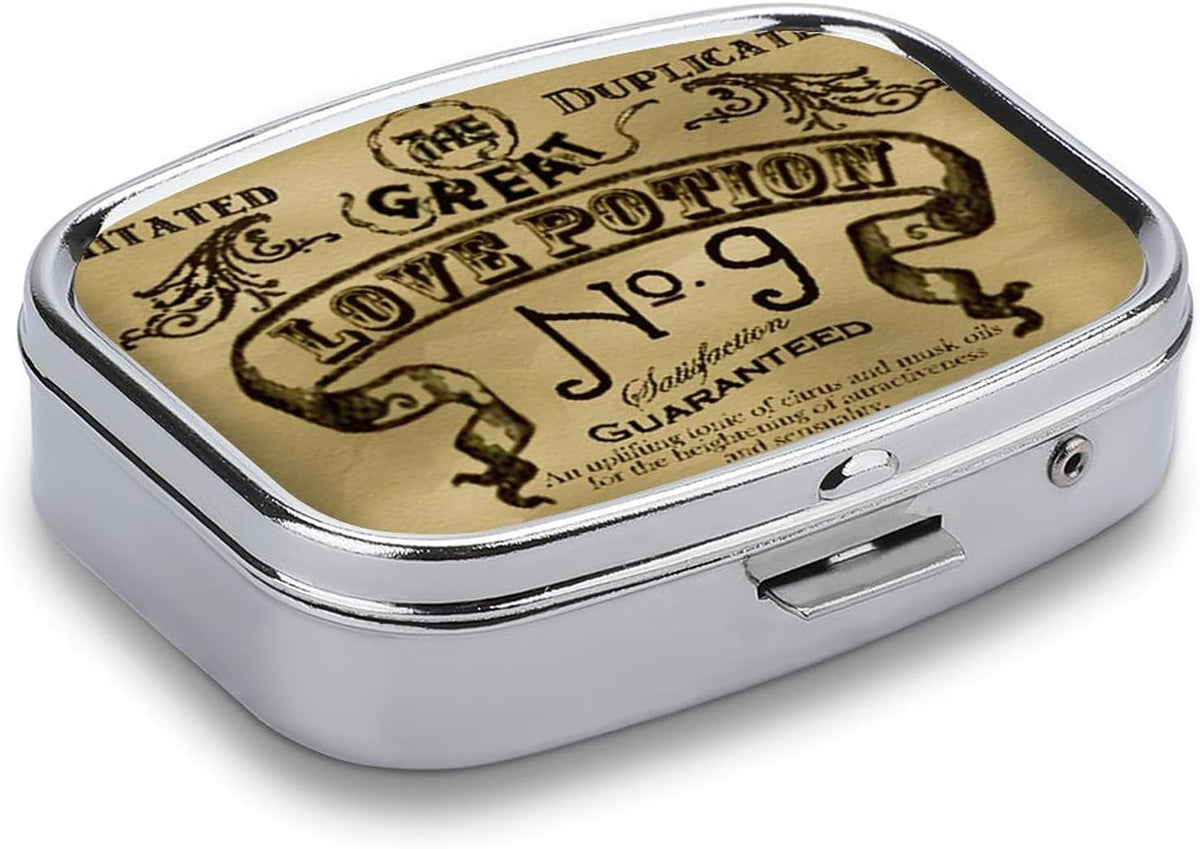 Metal 2 Compartment Pill Organizer Travel Friendly Portable Compact Pill Box Cute Pill Case to Hold Vitamins,Fish Oil,Supplements,Meds,Tablet for Purse,Pocket. (No)