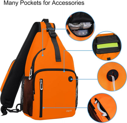 MOSISO Sling Backpack Bag, Crossbody Shoulder Bag Travel Hiking Daypack Chest Bag with Front Square Pocket&USB Charging Port