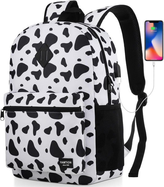 Unisex School Backpack,Classic Casual Bookbag Adults and Teens Schoolbag with USB Port for High School College Office Work Travel