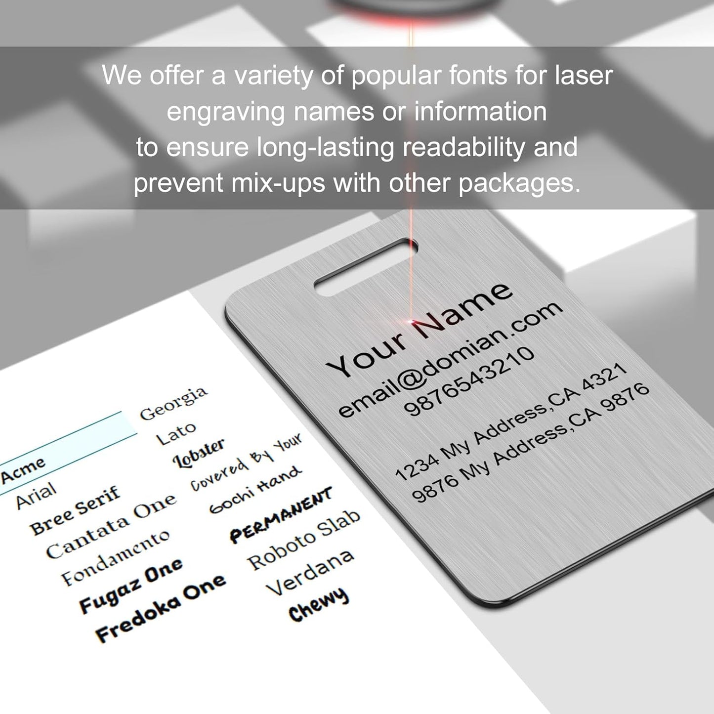 Stainless Steel Personalized Luggage Tags for Suitcases - Custom Name ID Travel Tags for Luggage, Backpacks and Bags - Metal Travel Essentials Accessories for Kids, Women and Men - Bulk Set (3 Pack)