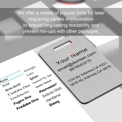 Stainless Steel Personalized Luggage Tags for Suitcases - Custom Name ID Travel Tags for Luggage, Backpacks and Bags - Metal Travel Essentials Accessories for Kids, Women and Men - Bulk Set (4 Pack)