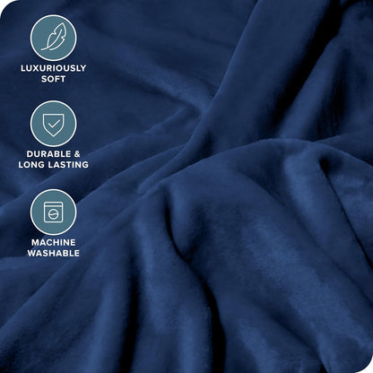 Bare Home Fleece Blanket - Giant Size - Ultra-Soft Lightweight for Bed, Sofa, and Couch - Luxury Microplush - Cozy Warm Blanket (Giant, Dark Blue)