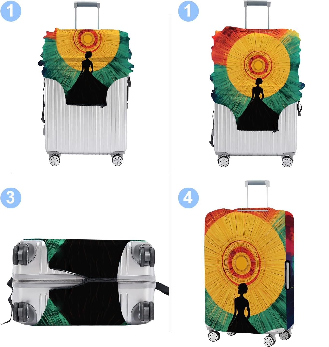 Luggage Cover Washable Suitcase Protector Anti-scratch Suitcase cover Fits 20-34 Inch Luggage (Girl-2, S(20-22inch suitcase))