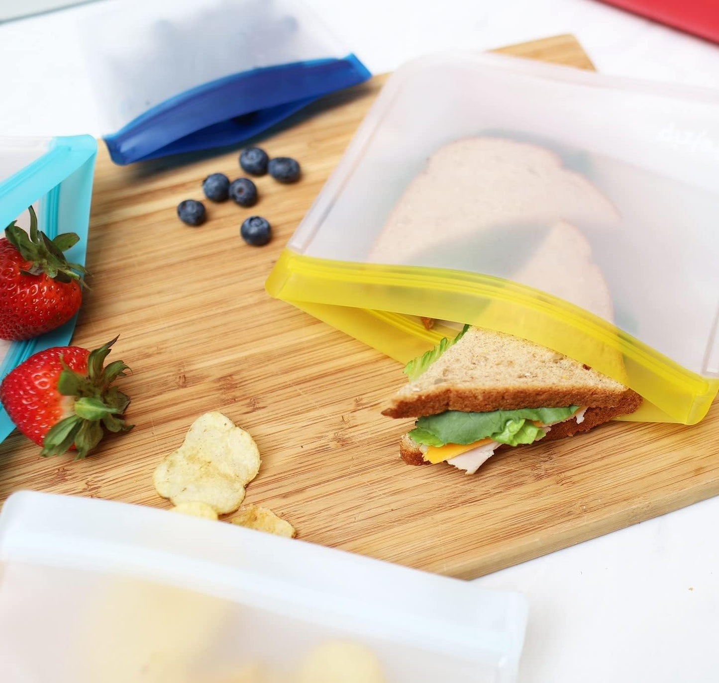 (re) zip 5-pack Reusable Sandwich Lunch Food Storage Bags | BPA-Free, Food Grade, Leakproof, Freezer Safe, Dishwasher Safe, Travel Friendly | Multicolor for Easy Organization
