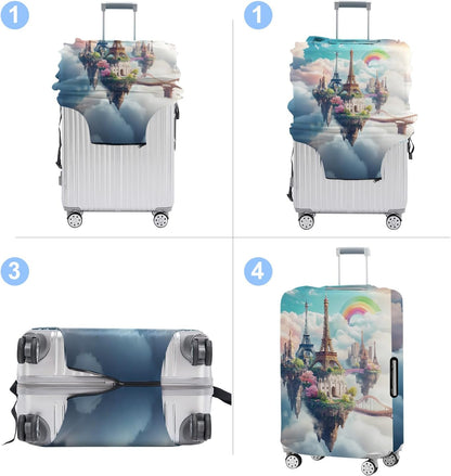 Iron tower Luggage Cover Washable Suitcase Protector Anti-Scratch,Stretchable Fit for 20-34Inch Luggage Durable Travel Bag Cover with Zipper Closure L(28-30inch suitcase)