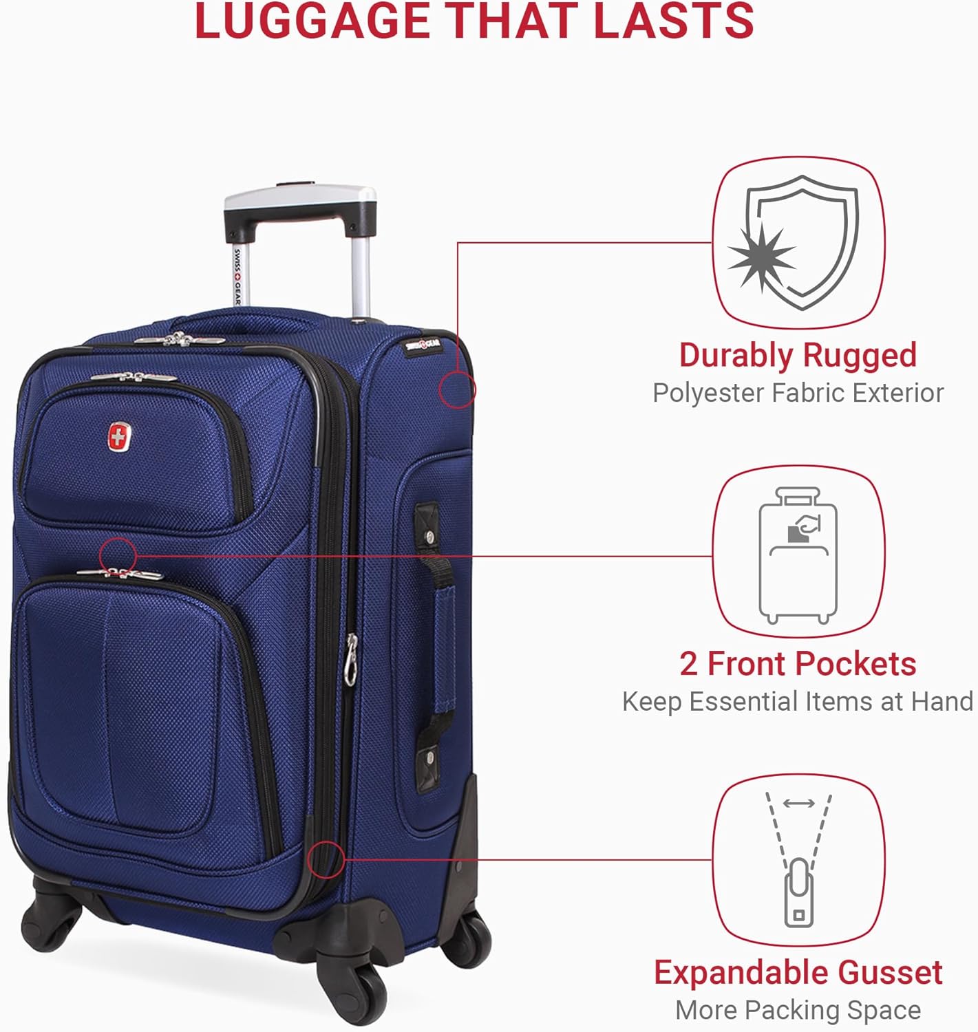 SwissGear Sion Softside Expandable Luggage, Blue, Carry-On 21-Inch