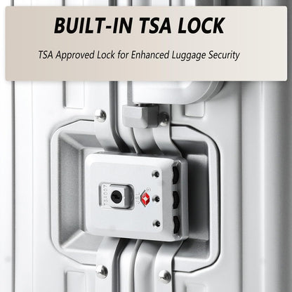 20 Inch All Aluminum Carry On Luggage 22x14x9 Airline Approved with Spinner Wheels,Hard Shell Zipperless Lightweight Small Suitcase with TSA Approved for Travel Business Women Men,Silver