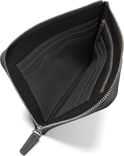 Leatherology RFID Black Onyx Slim Zip Travel Wallet - Compact and lightweight, Versatile storage, Zip closure