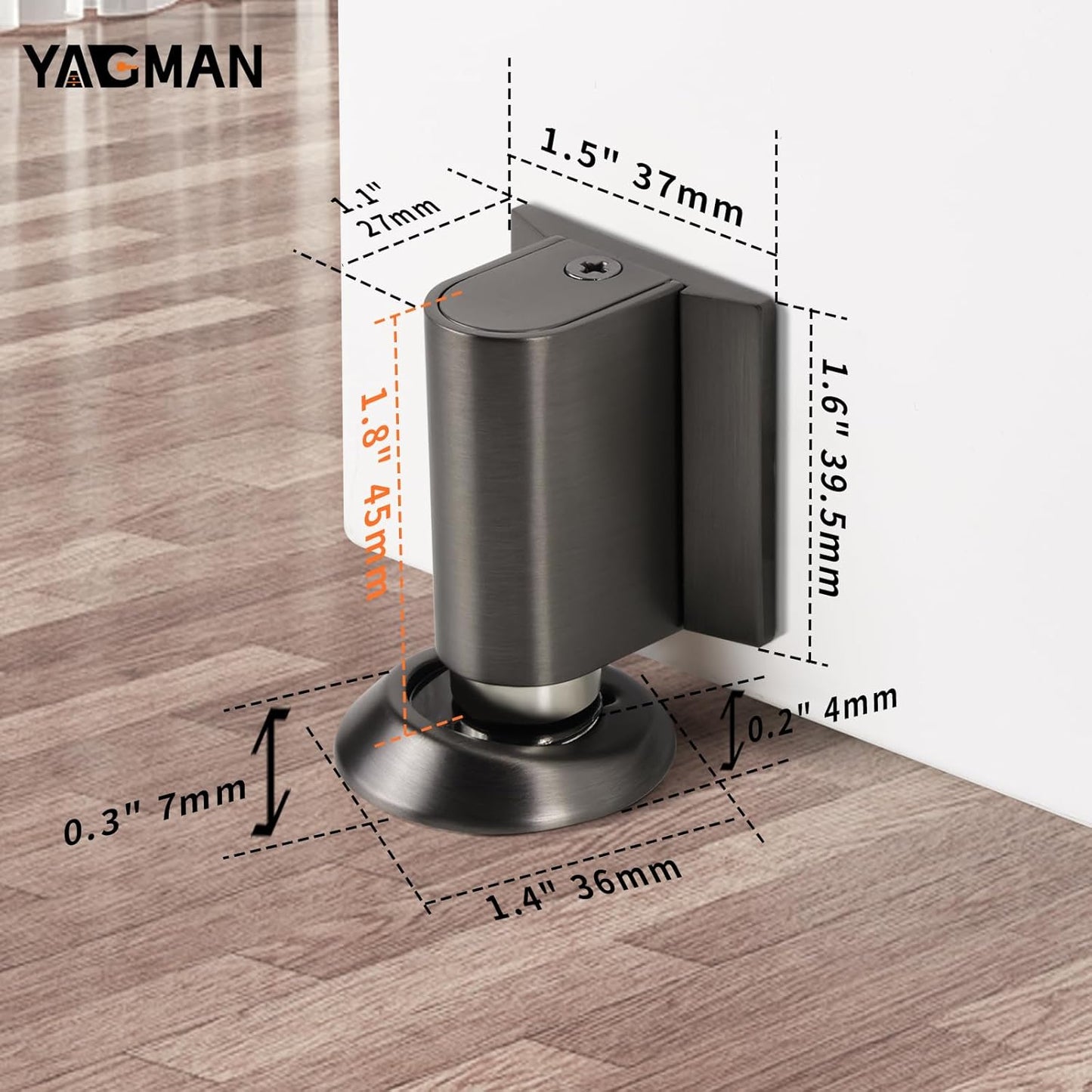 3 Pack Magnetic Door Stoppers Retractable Bottom of Door Holder No Drilling Mount Floor Door Stop with Screws and Adhesive Catch Door Keep Door Open Grey G-3