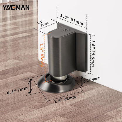 3 Pack Magnetic Door Stoppers Retractable Bottom of Door Holder No Drilling Mount Floor Door Stop with Screws and Adhesive Catch Door Keep Door Open Grey G-3