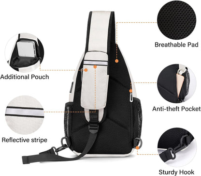 MOSISO Sling Backpack Bag, Crossbody Shoulder Bag Travel Hiking Daypack Chest Bag with Front Square Pocket&USB Charging Port