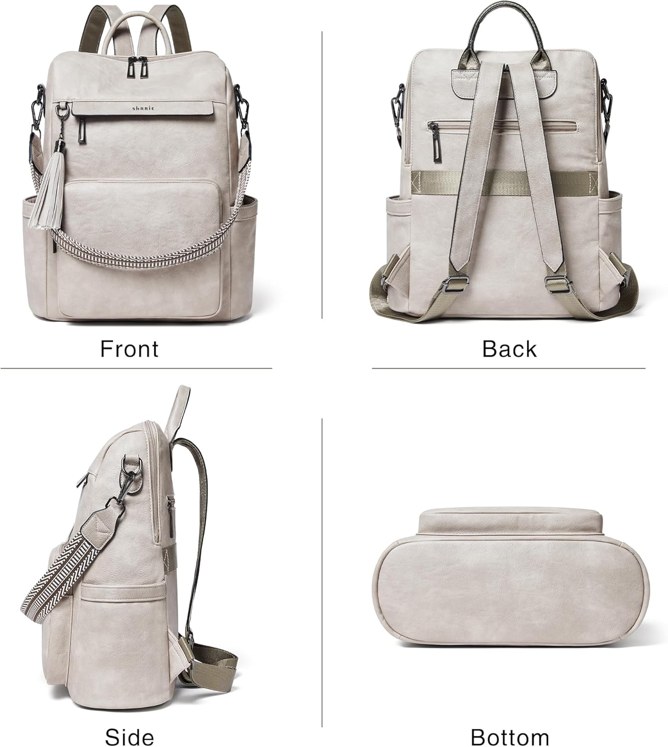 Shrrie Vegan Leather Laptop Backpack for Women 15.6 inch Work Backpack Fashion Travel Backpack Purse for Travel College Work