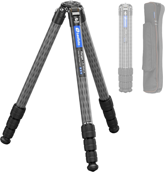 58" Carbon Fiber Tripod, Lightweight Travel Compact Tripod for Mirrorless Camera, DSLR, 4-Sections with Max Tube Dia 36mm, Load Up to 55lbs/25kg (LS-364CX)