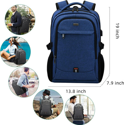 DUSLANG 17 Inch Laptop Backpack for Travel Water Resistant College Backpack for Men Women Laptop Bag with USB Charging Port,Blue