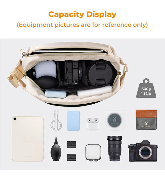 K&F Concept 2 in 1 Sling Bag Everyday Shoulder Bag & Multifunction Photography Crossbody Camera DSLR Backpack Portable Bag