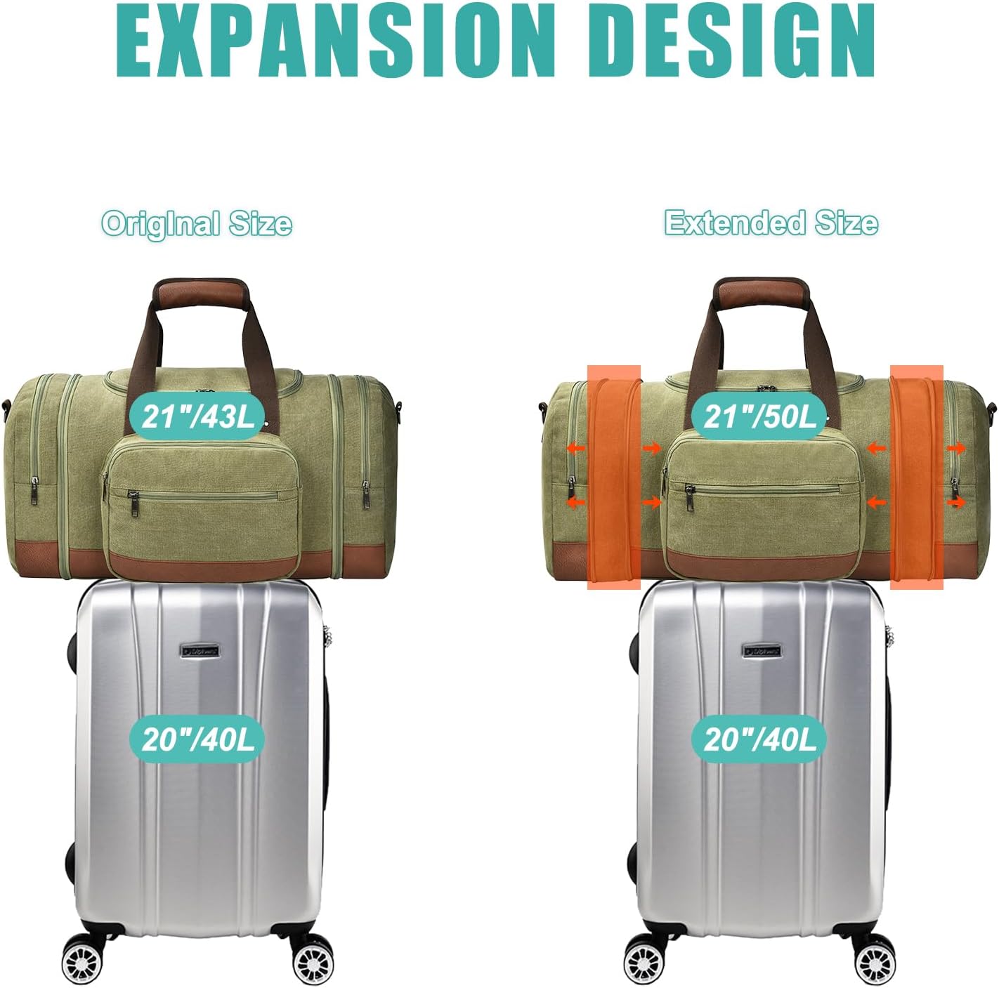 Dimayar Expandable Duffle Bag for Men, 50L Large-Capacity Weekender, Water-Resistant Mens Duffle Bags for Traveling, Lightweight & Durable Overnight Carry-On, Versatile Gym and Travel Bag