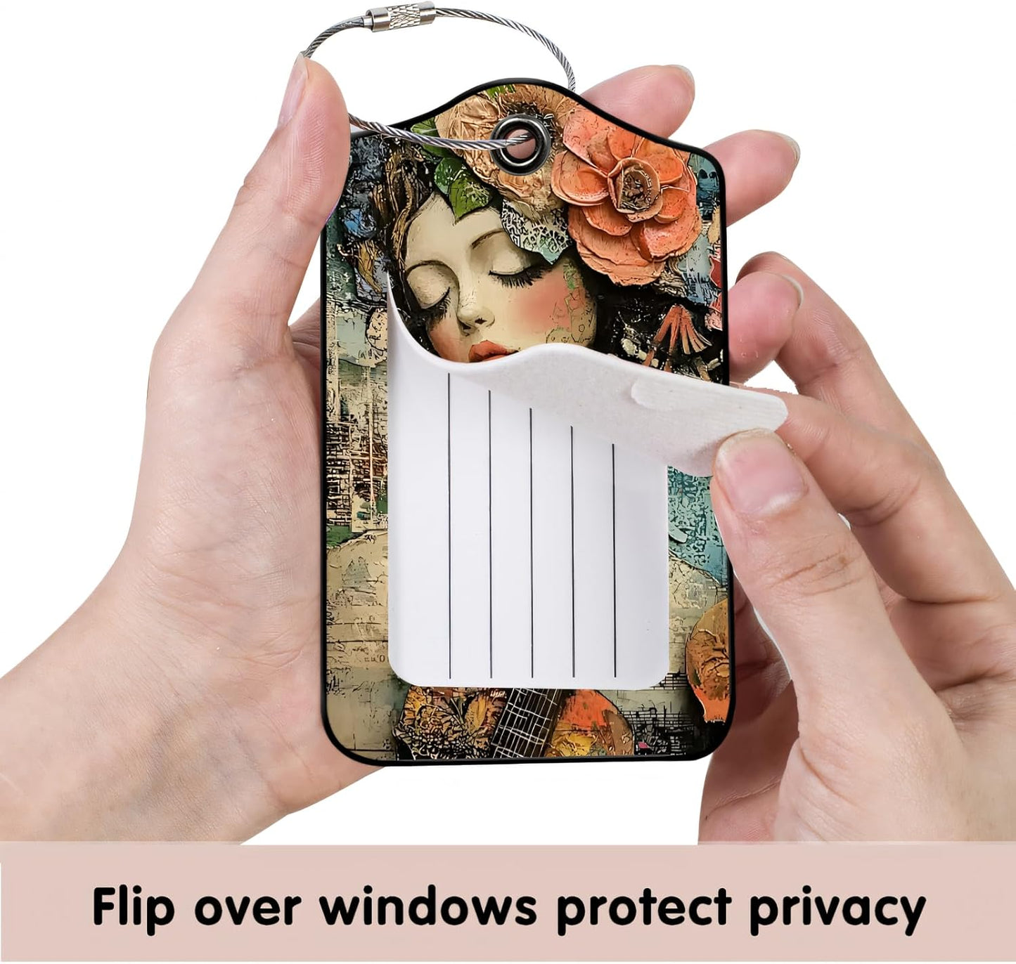 Luggage Tags for Suitcases, 2-Pack PU Leather for Cruise & Travel, Baggage ID Tags with Privacy Cover & Address Card, Durable Metal Ring, Kids Adults Travel Accessories, Floral Serenade