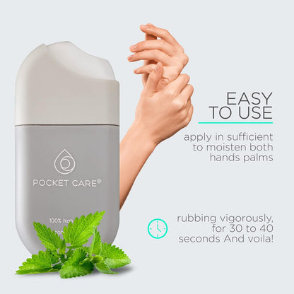 POCKET CARE | 2 Pack Peppermint Hand Cleanser Moisturizing Spray 1 Fl OZ- for Hands | Organic | Travel Size - Travel Accessories | 100% natural