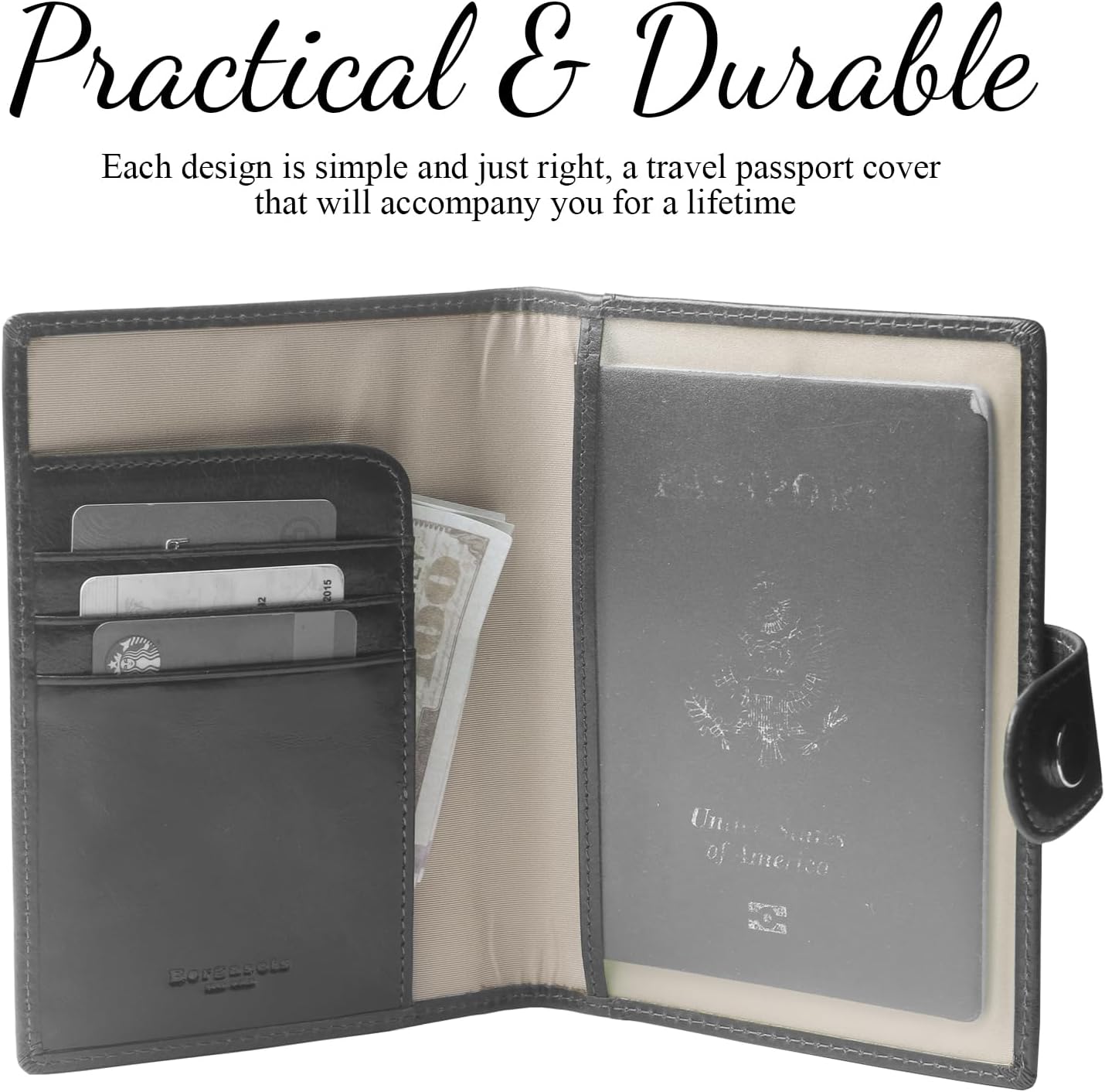 Genuine Leather Passport Case, RFID Passport Cover with Credit Card Holder for Women and Men Family ID Travel