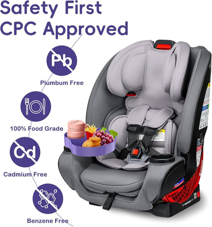 Kids Car Seat Tray, Travel Tray with Cup Holder for Toddler Baby, Kids Car Seat Food Snack Organizer for Road Trip, Stroller snack Organizer Travel Must Haves Toddler Must Haves (Purple, 1 PCS)