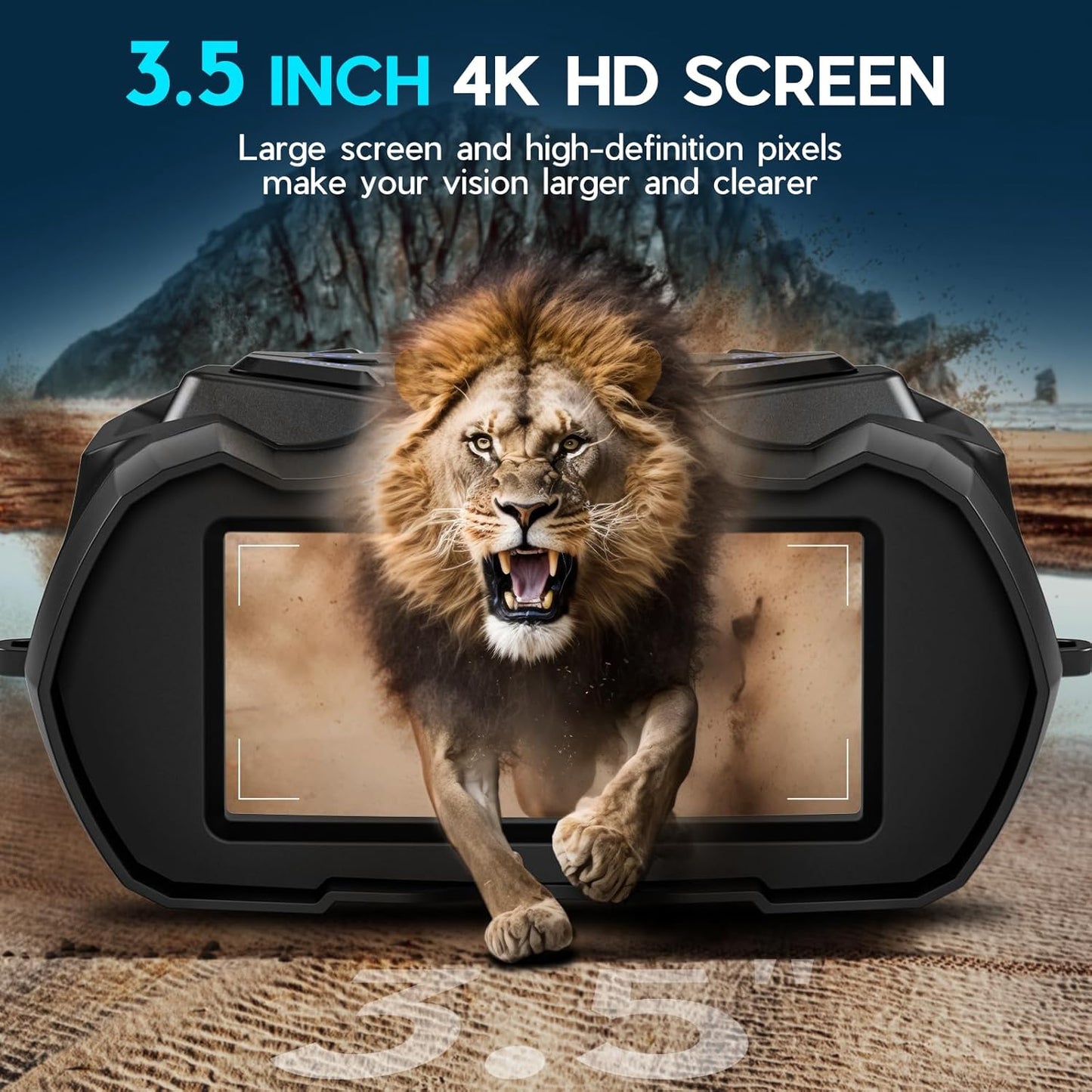 4K Night Vision Goggles for Adults,10X Zoom Night Vision Binoculars with 1000FT Infrared Range,4000mAh Rechargeable Battery,3.5" Screen,Include 32GB Card,Gift for Mens and Outdoor Enthusiasts