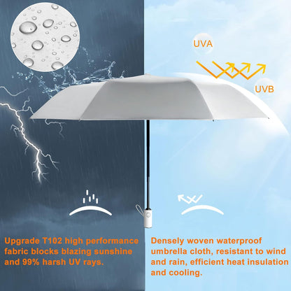 Cuby UV Sun Umbrella Compact Folding Travel Umbrella Auto Open and Close for Windproof, Rainproof & 99.9% UV Protection Parasol with Silver Anti-UV Coating (Silver Rose)