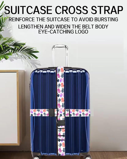 Luggage Straps for Suitcases, Adjustable Travel Belt, Durable Wide Luggage Strap, Cute Suitcase Strap Identifiers with Buckle, Bag Straps for Luggage, Cute Colorful Paws