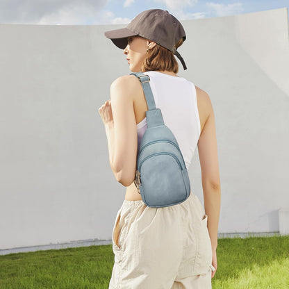 Telena Small Sling Bag for Women Leather Crossbody Fanny Packs Chest Bag for Women