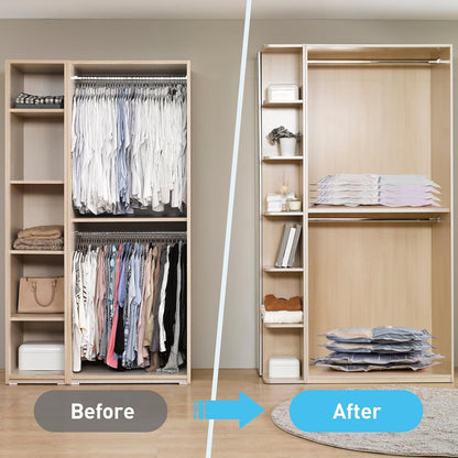 25 Pack Vacuum Storage Bags, Vacuum Sealed Storage Bags (3Jumbo/4Large/6Medium/6Small/6Roll), Space Saver Bag for Clothes, Blanket, Duvets, Pillows, Bedding,Comforters, Travel (Air Pump Not Included)