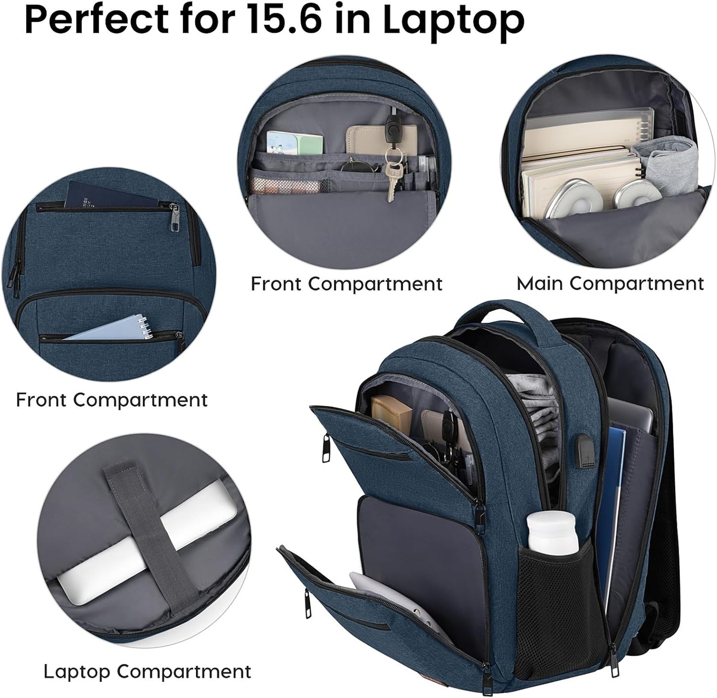 Backpack for Boys Men, School Backpack for Teens Girls, Lightweight Casual High School Bookbag, Daily-use Travel Laptop Backpack with USB Charging Port Fits 15.6 Inch Notebook