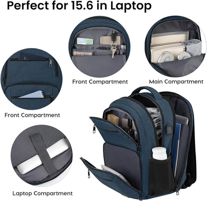 Backpack for Boys Men, School Backpack for Teens Girls, Lightweight Casual High School Bookbag, Daily-use Travel Laptop Backpack with USB Charging Port Fits 15.6 Inch Notebook