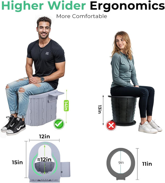 Sckee Camping Toilet, Portable Toilet for Adults, Portable Travel Folding Toilet with Lid and Paper Holder, Compact Potty for Car, Camp Toilet Portable Toilet for Camping, Hiking,Truck, RV, Beach