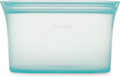 Zip Top Reusable Food Storage Bags | Large Dish [Teal] | Silicone Meal Prep Container | Microwave, Dishwasher and Freezer Safe | Made in the USA
