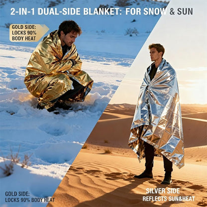 Professional 3-in-1 Survival Kit: Emergency Blanket, 120dB Whistle & All-Weather Fire Starter | Ultimate Safety Gear for Camping, Hiking, Car Emergencies & Storms (3-in-1 3pcs)