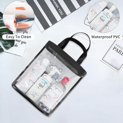 Travel Toiletry Bag, Clear Toiletry Bag for Women, Large Transparent Makeup Bag, Waterproof Clear Tote Bag Cosmetic Organizer, Portable Toiletry Bath Bag for Bathroom, Gym, Beach, Swimming, Traveling