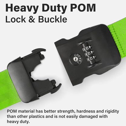 Luggage Straps, Green TSA Approved Luggage Strap Belt with Combination Lock for Suitcases, 2 Pack Adjustable Heavy Duty Cross Suitcase Straps with Name Tags for Travel, Carry On Bags, Protect Luggage