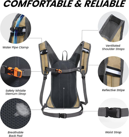 Nepest Hydration Pack Backpack for Women & Men, Lightweight Water Backpack with 2L Water Bladder for Hiking Cycling Running Biking