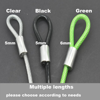 8FT 6mm Stainless Steel Security Cable Lock,Braided Steel Vinyl Coated Safety Cable Luggage Lock,Flexible Steel Cable Security Wire Rope Double Loop