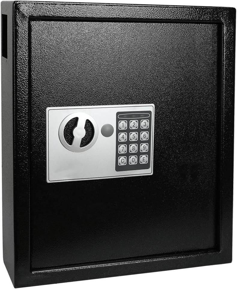 KYODOLED Electronic 40 Keys Cabinet Wall Mount,Digital Key Safe Lock Box,Large Security Lockbox for House Key,Heavy Duty Combination Lock Storage,14.37'' X 11.8'' X3.93'' (Black,40 Keys)