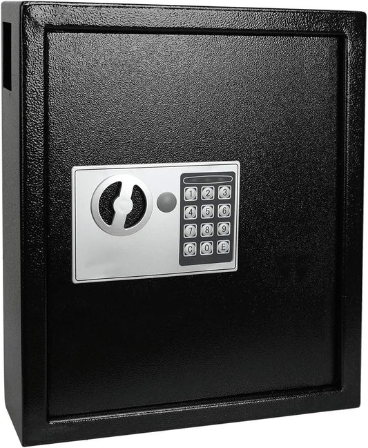 KYODOLED Electronic 40 Keys Cabinet Wall Mount,Digital Key Safe Lock Box,Large Security Lockbox for House Key,Heavy Duty Combination Lock Storage,14.37'' X 11.8'' X3.93'' (Black,40 Keys)