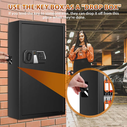 144 Keys Fireproof Cabinet Safe With Adjustable Hook Plates and Tags, Anti-Theft Lock Box Wall Mount With Combination Lock, Organizer for Home Office Garage