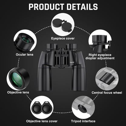 10x50 Binoculars for Adults - HD High Powered Binoculars for Bird Watching, IPX7 Waterproof Fogproof,Fully Multi-Coated BAK4 Prism Optics for Hunting,Travel