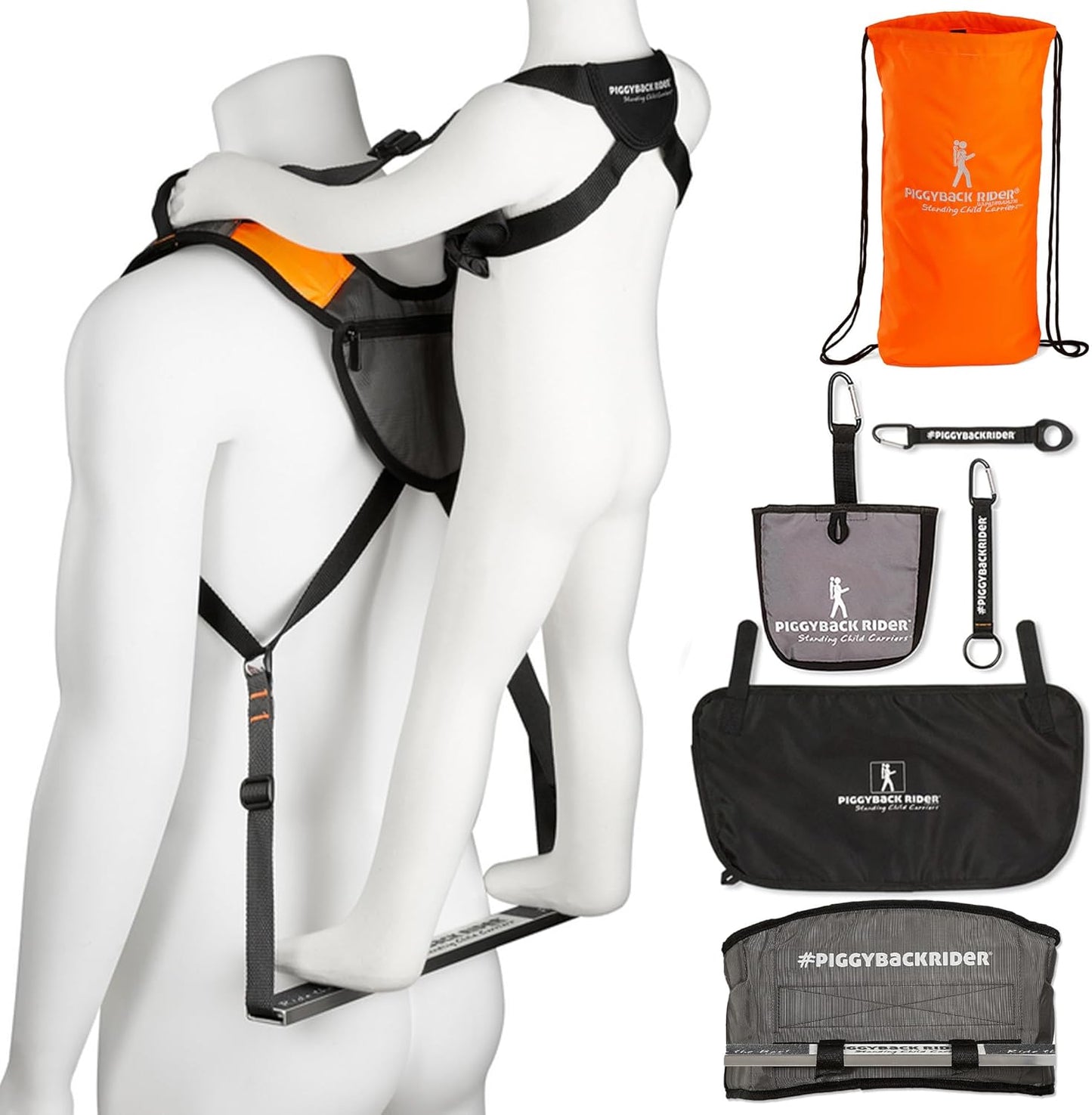 Piggyback SCOUT Toddler Carrier Backpack Deluxe with 6-Piece Accessory Set: Hip Belt, Carry Bag, Side Pocket, Mud Flap, Water Bottle & More - For Ages 2-4 (Under 50 lbs) - Hiking & Travel