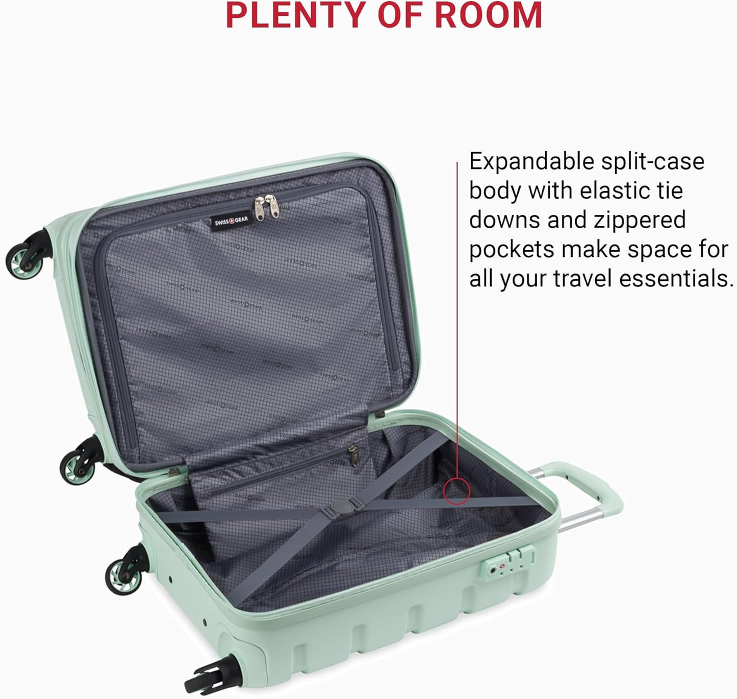 SwissGear 7366 Hardside Expandable Luggage with Spinner Wheels, Clearly Aqua, Carry-On 19-Inch