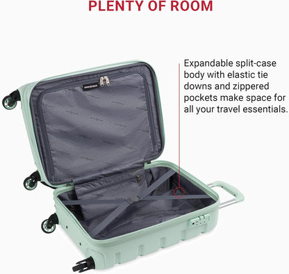 SwissGear 7366 Hardside Expandable Luggage with Spinner Wheels, Clearly Aqua, Carry-On 19-Inch