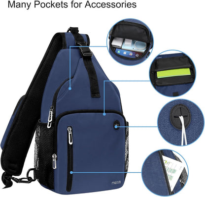 MOSISO Sling Backpack Bag, Crossbody Shoulder Bag Travel Hiking Daypack Chest Bag with Front Square Pocket&USB Charging Port